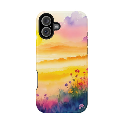 Scenic Landscape IPhone Case - Floral Sunset Design