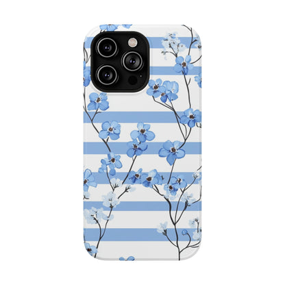 Blue stripe Floral Impact-Resistant Phone Case