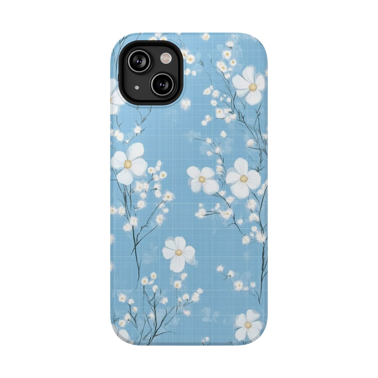Powder Blue Floral Impact-Resistant Phone Case