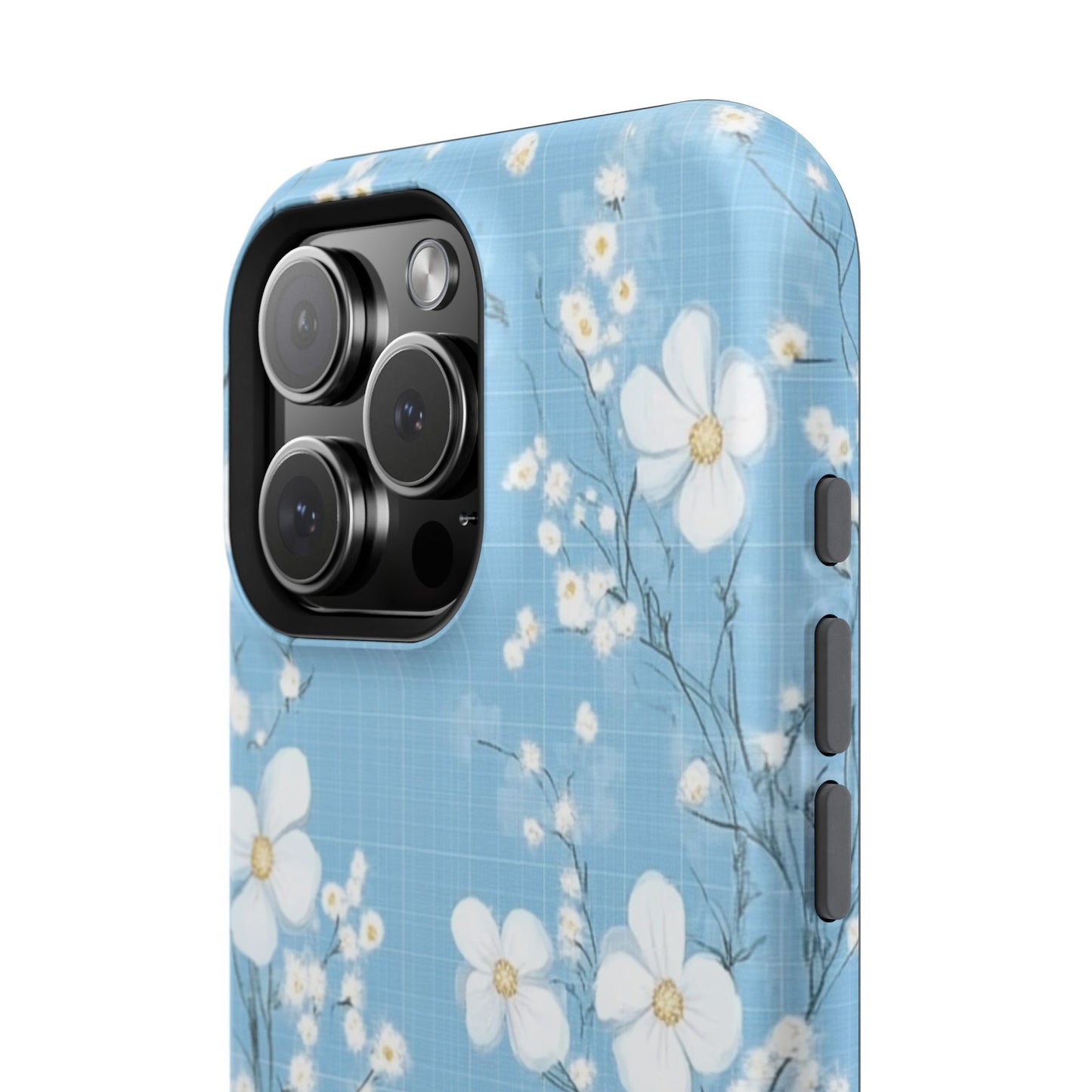 Powder Blue Floral Impact-Resistant Phone Case