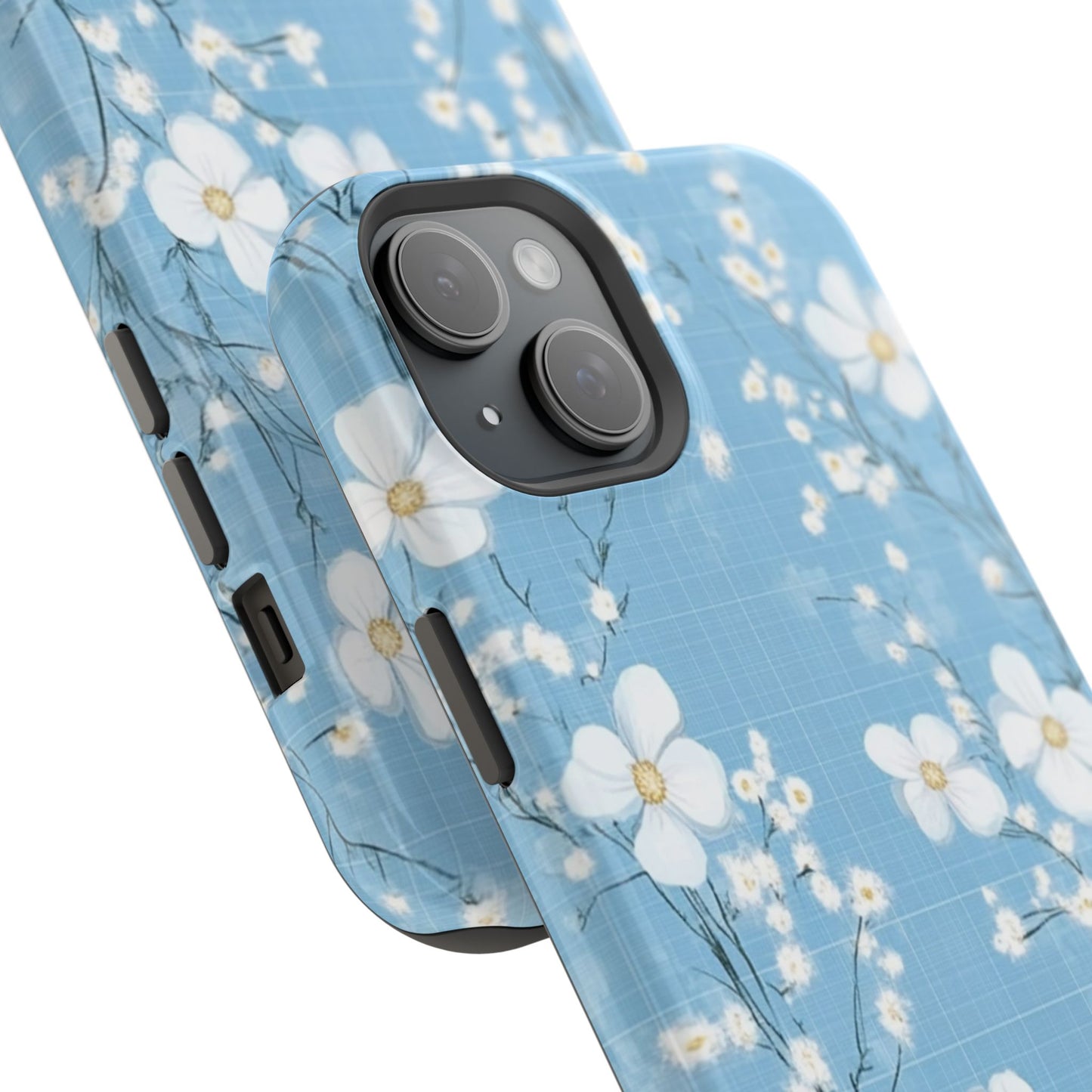 Powder Blue Floral Impact-Resistant Phone Case