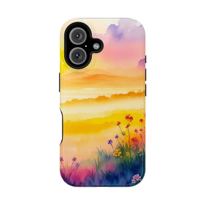 Scenic Landscape IPhone Case - Floral Sunset Design