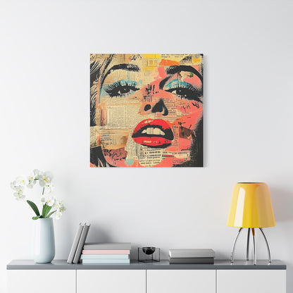 Canvas Wall Art Print, Retro Pop Culture Women 3 - Modern Home Decor, Wall Art, Gift for Art Lovers, Pop Art, Unique Gift for Her