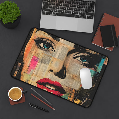 Pop Art Femme Fatale Desk Mat — Colorful Portrait Mouse Pad 6