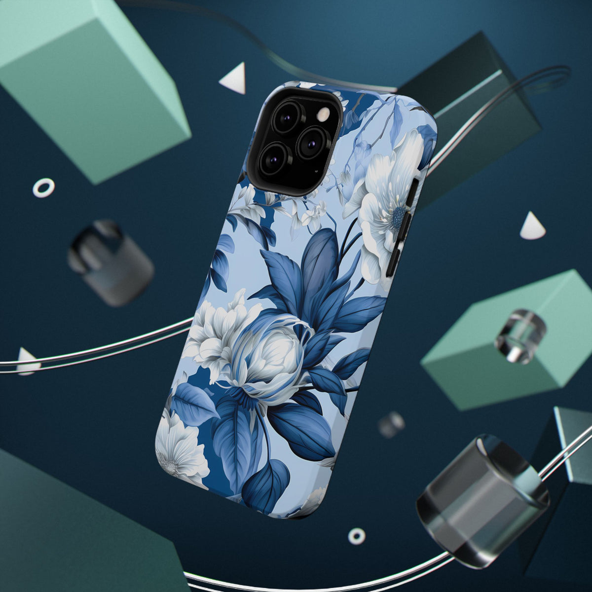 Elegant Blue Floral Phone Case