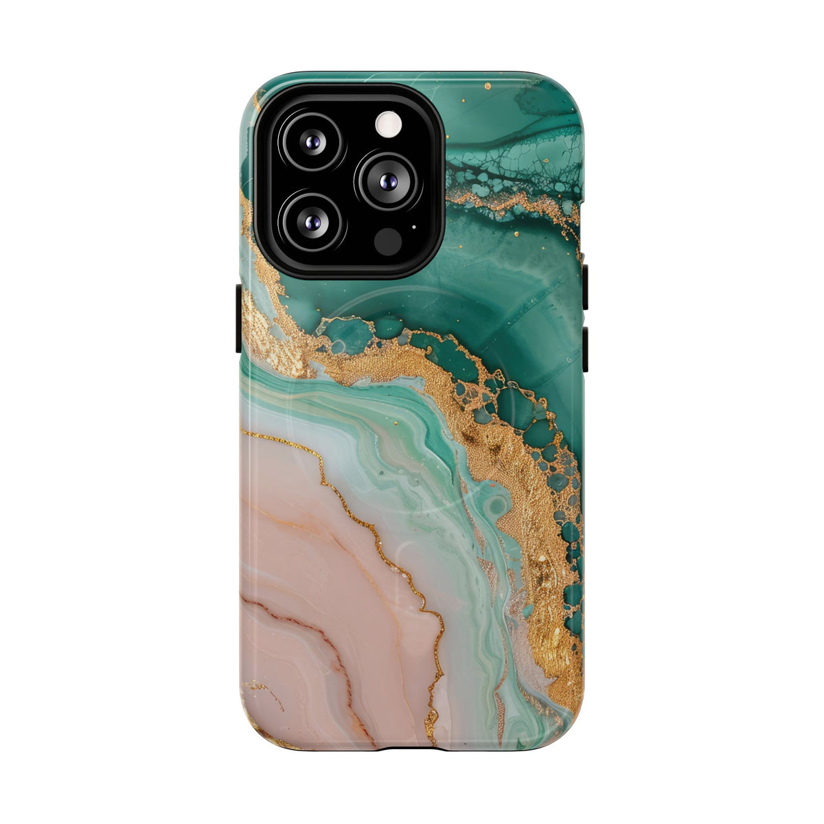 Green and Gold Marble phone case -Tough Magnetic iPhone Case