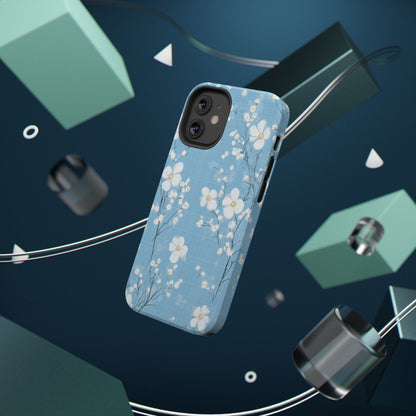 Powder Blue Floral Impact-Resistant Phone Case