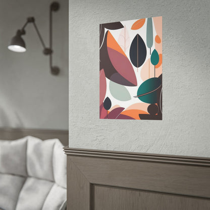 Abstract Botanical Rolled Poster — Mid-Century Leaf Art Print