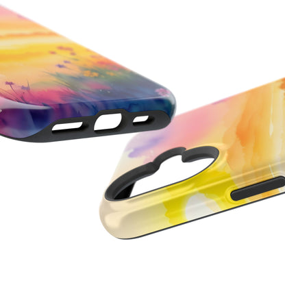Scenic Landscape IPhone Case - Floral Sunset Design