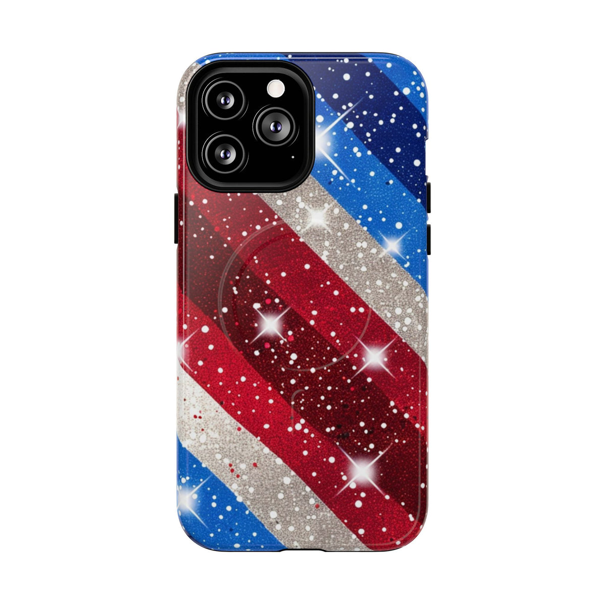 Glittery Patriotic Phone Case -Tough Magnetic iPhone Cover