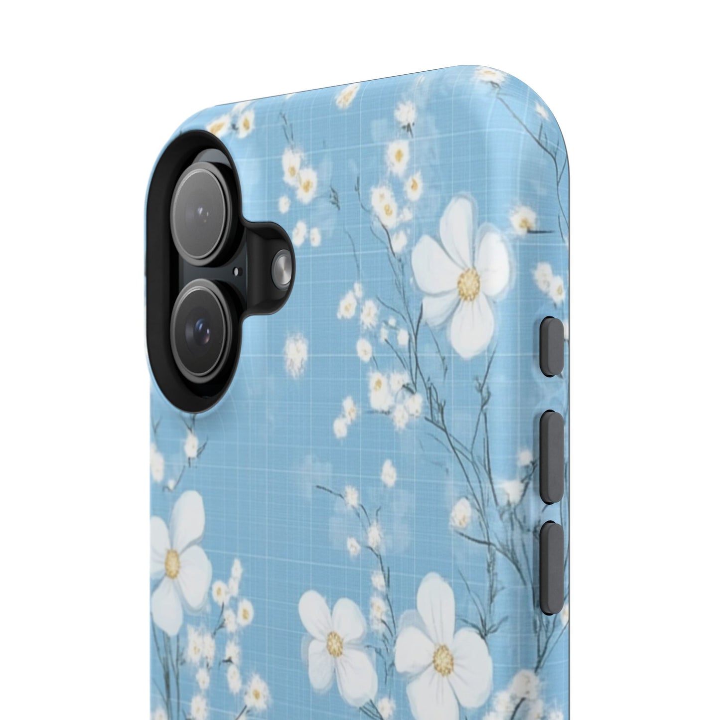 Powder Blue Floral Impact-Resistant Phone Case