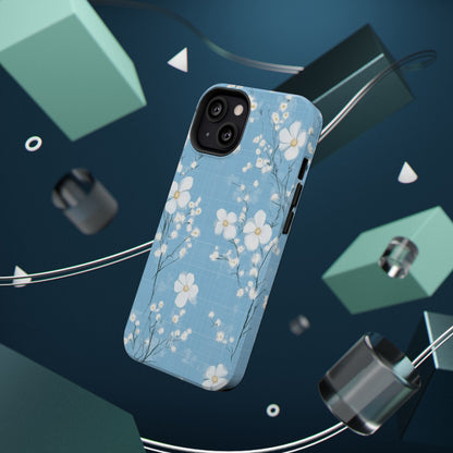 Powder Blue Floral Impact-Resistant Phone Case