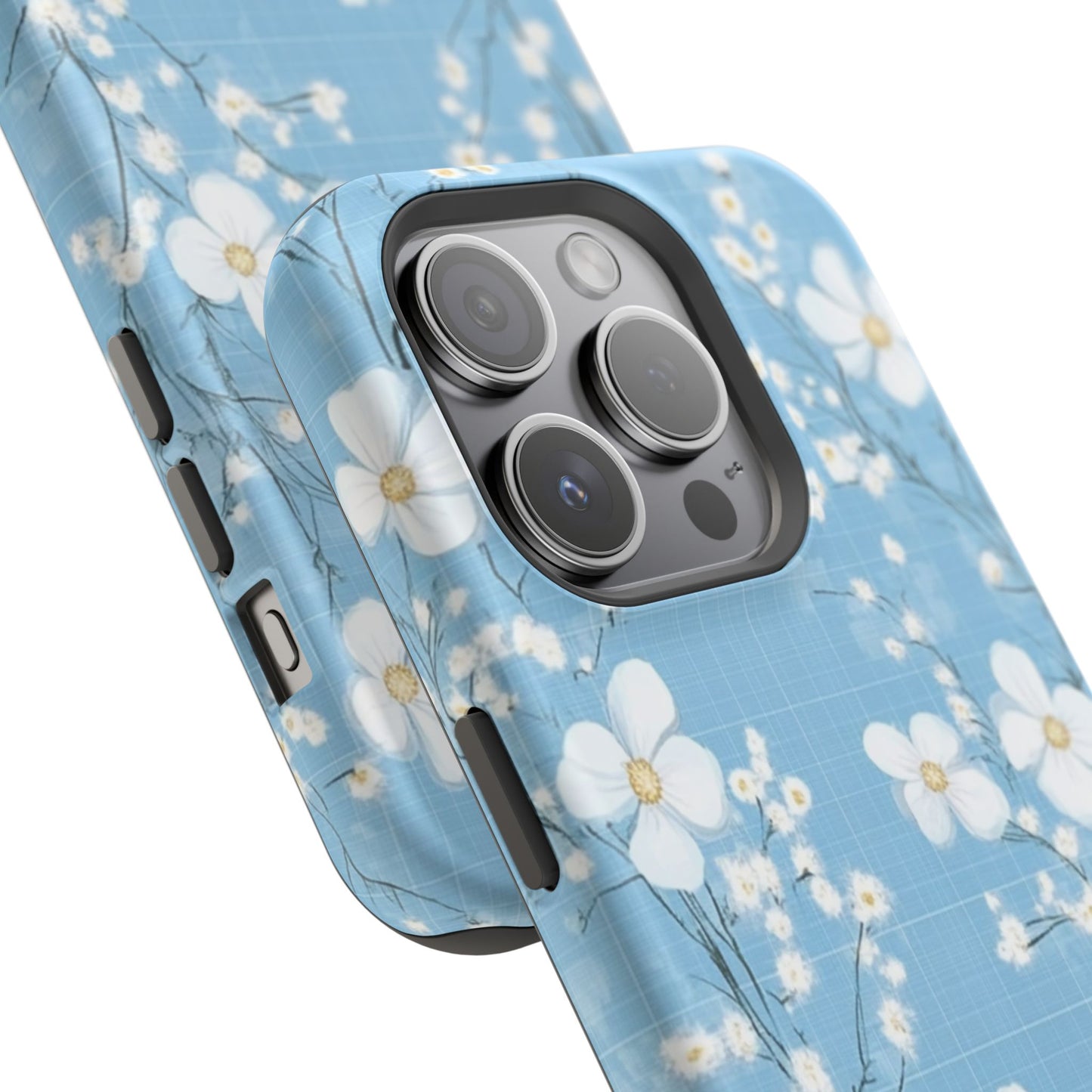 Powder Blue Floral Impact-Resistant Phone Case