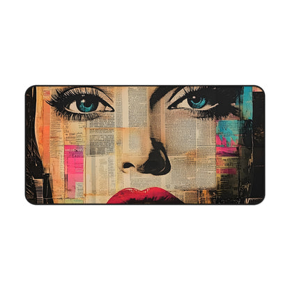 Pop Art Femme Fatale Desk Mat — Colorful Portrait Mouse Pad 6