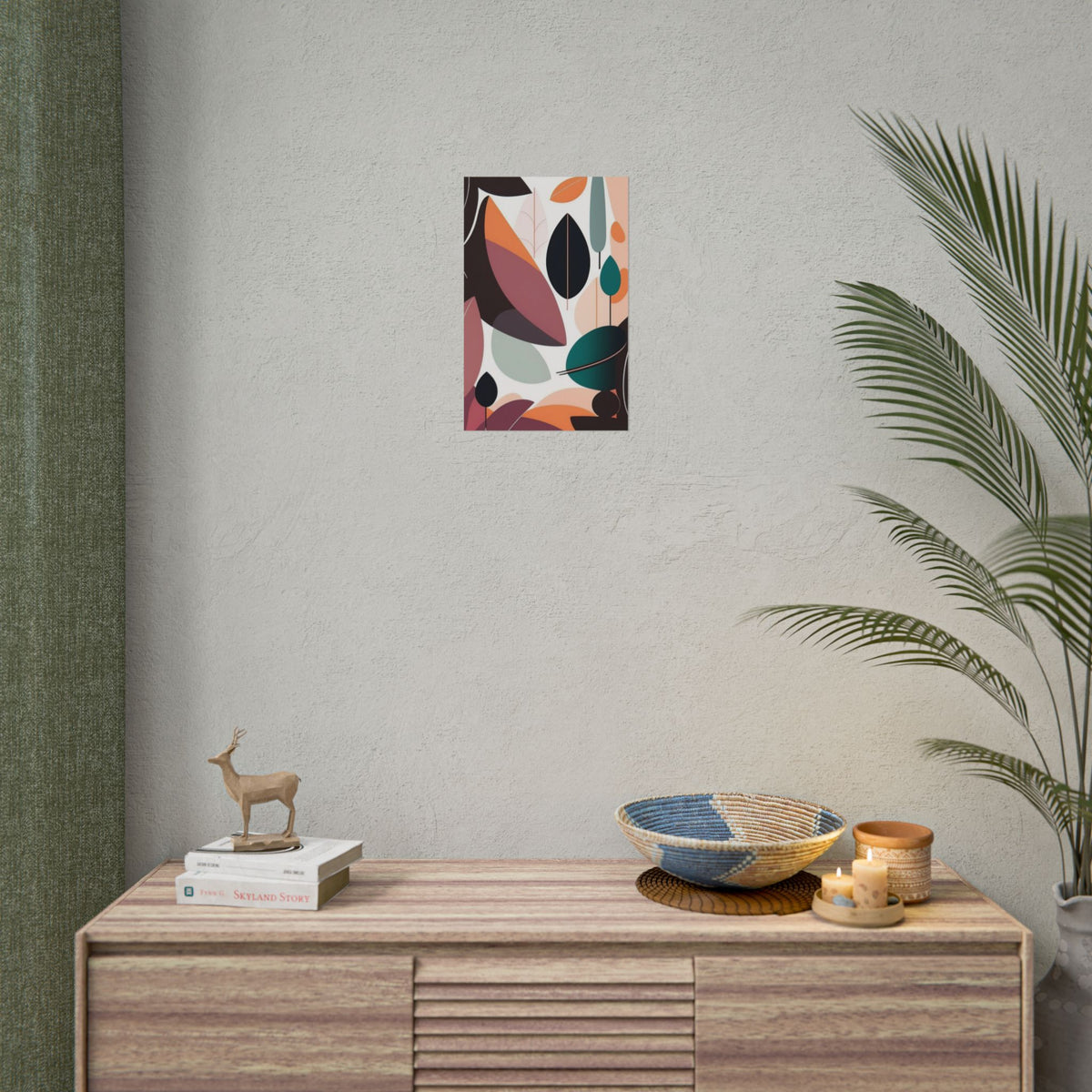 Abstract Botanical Rolled Poster — Mid-Century Leaf Art Print