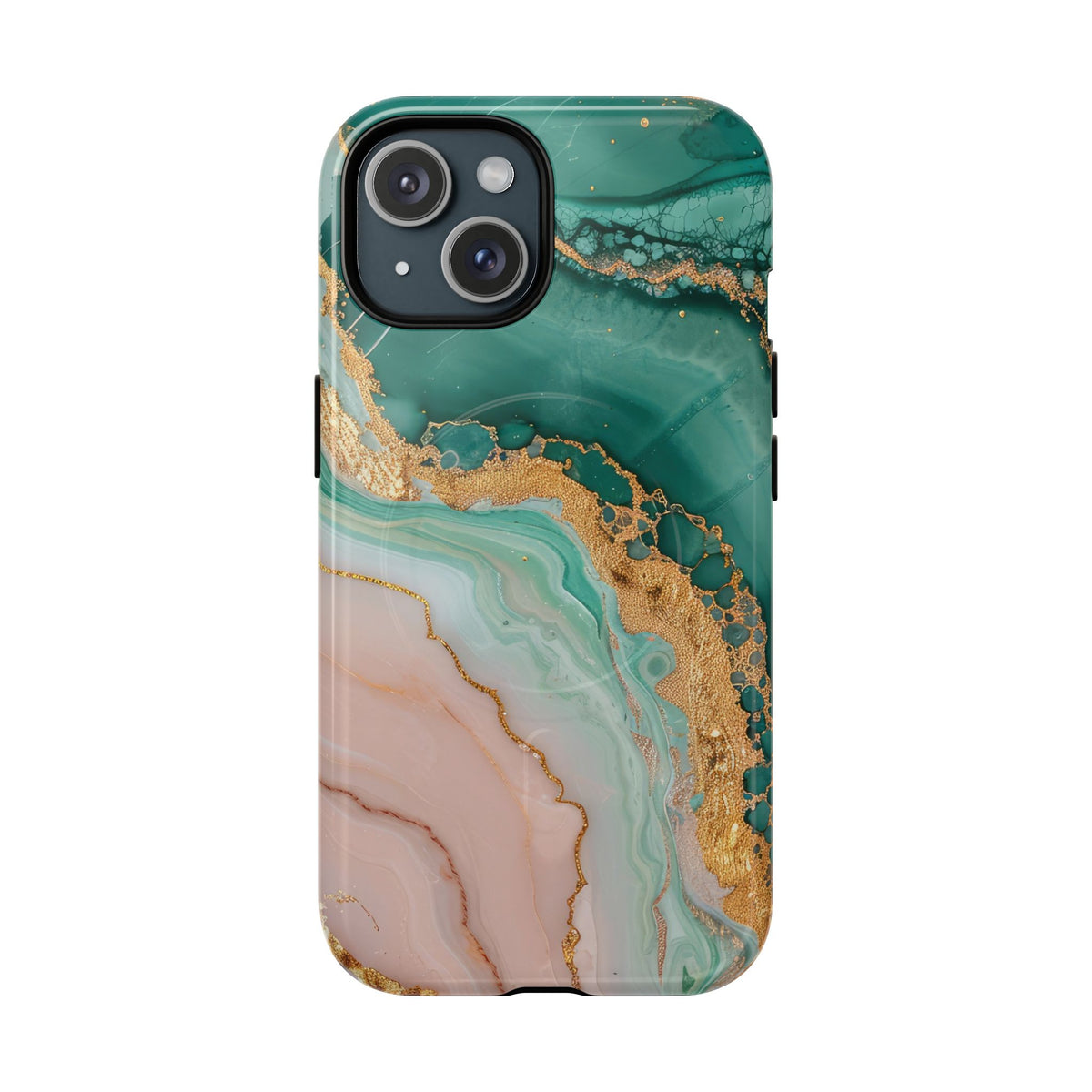 Green and Gold Marble phone case -Tough Magnetic iPhone Case