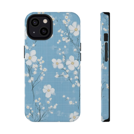 Powder Blue Floral Impact-Resistant Phone Case