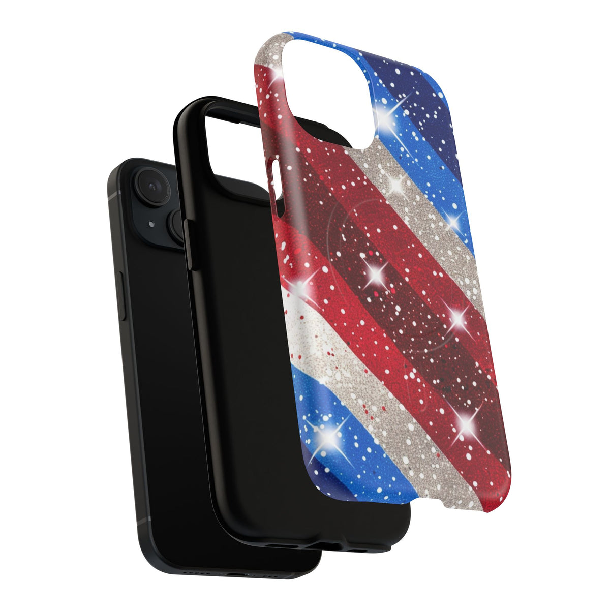 Glittery Patriotic Phone Case -Tough Magnetic iPhone Cover