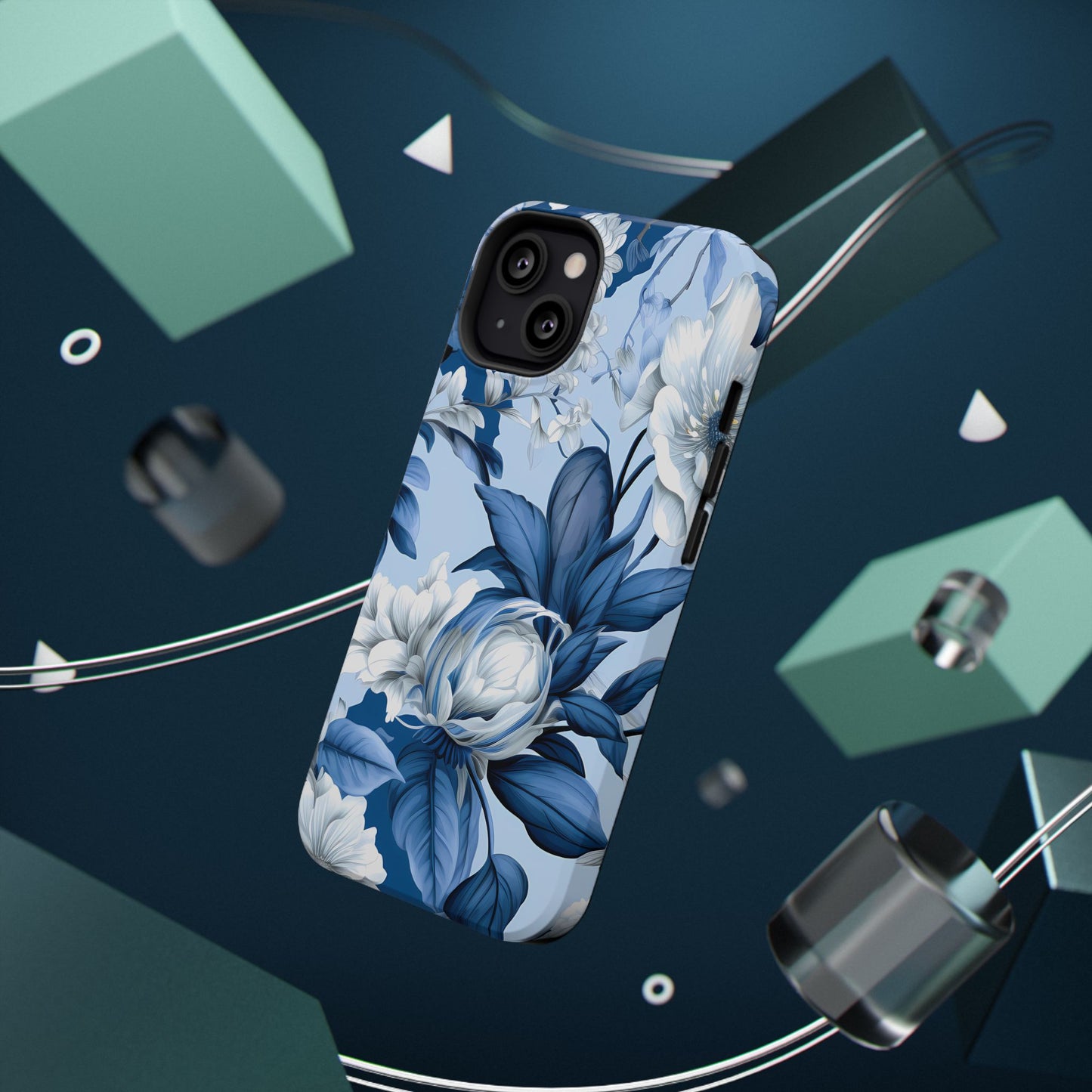 Elegant Blue Floral Phone Case