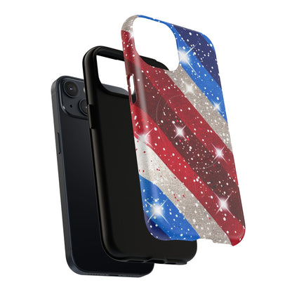 Glittery Patriotic Phone Case -Tough Magnetic iPhone Cover