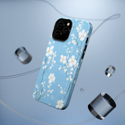 Powder Blue Floral Impact-Resistant Phone Case