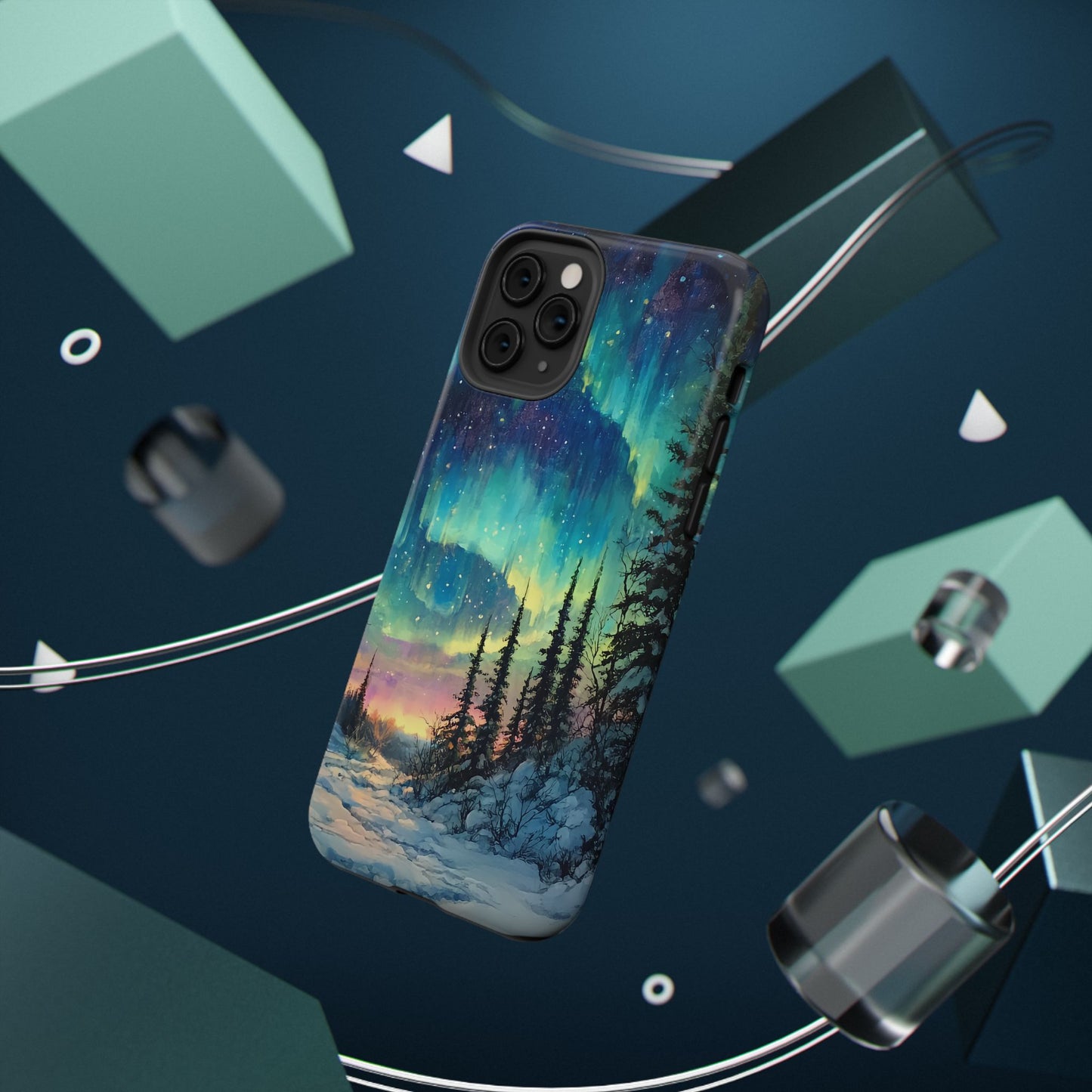 Aurora Borealis Impact-Resistant Phone Case - Durable Protection with Stunning Northern Lights Design