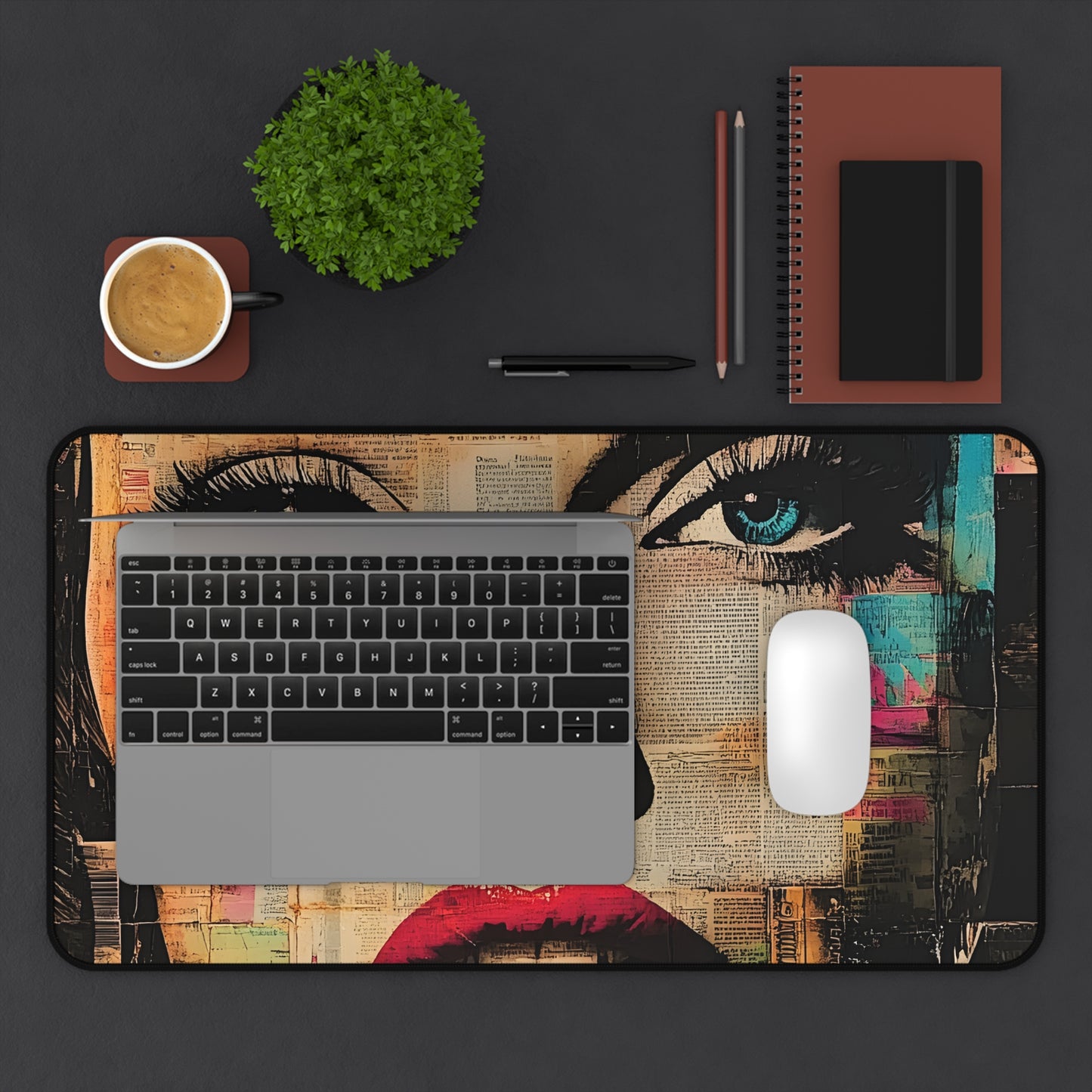 Pop Art Femme Fatale Desk Mat — Colorful Portrait Mouse Pad 6