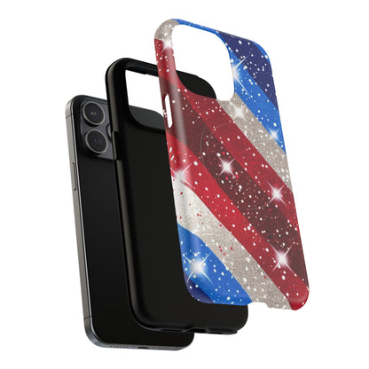 Glittery Patriotic Phone Case -Tough Magnetic iPhone Cover