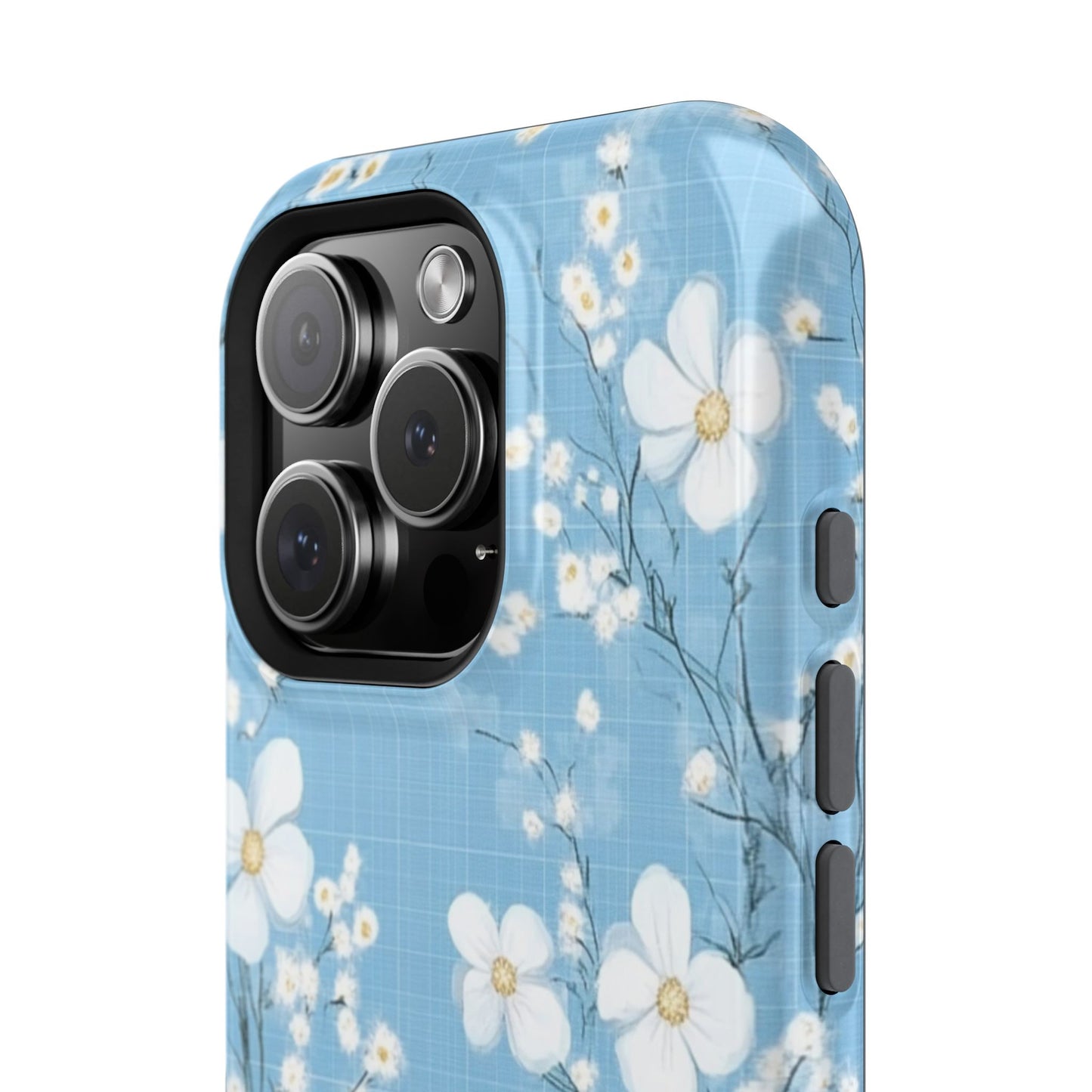 Powder Blue Floral Impact-Resistant Phone Case