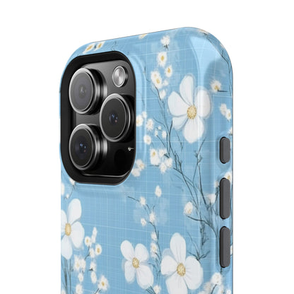 Powder Blue Floral Impact-Resistant Phone Case