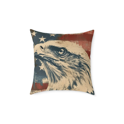 Patriotic Eagle Throw Pillow - Vintage American Flag Design