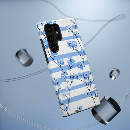 Blue stripe Floral Impact-Resistant Phone Case