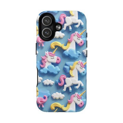 Whimsical Unicorn Blue Phone Case -Tough Magnetic iPhone Cover