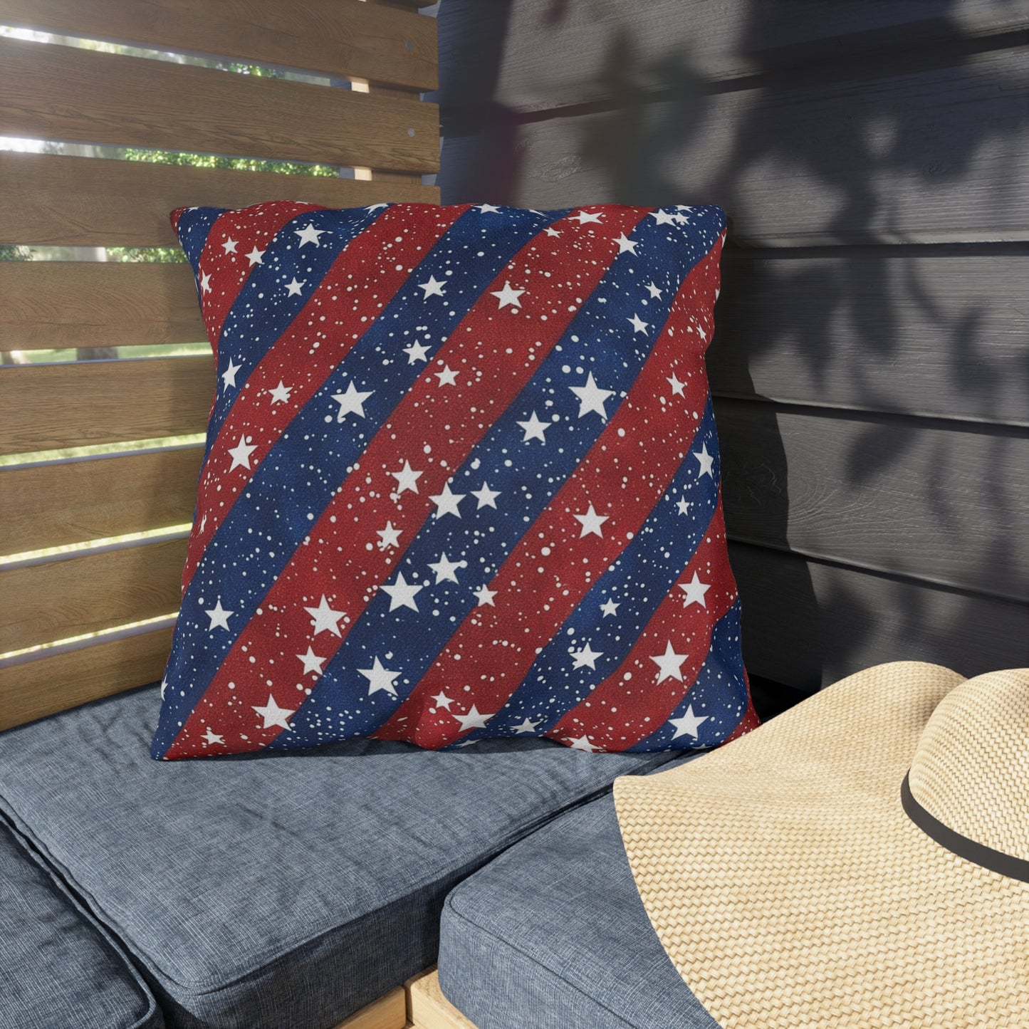 Patriotic Outdoor Pillows - Red, White & Blue Star Design for Summer Celebrations
