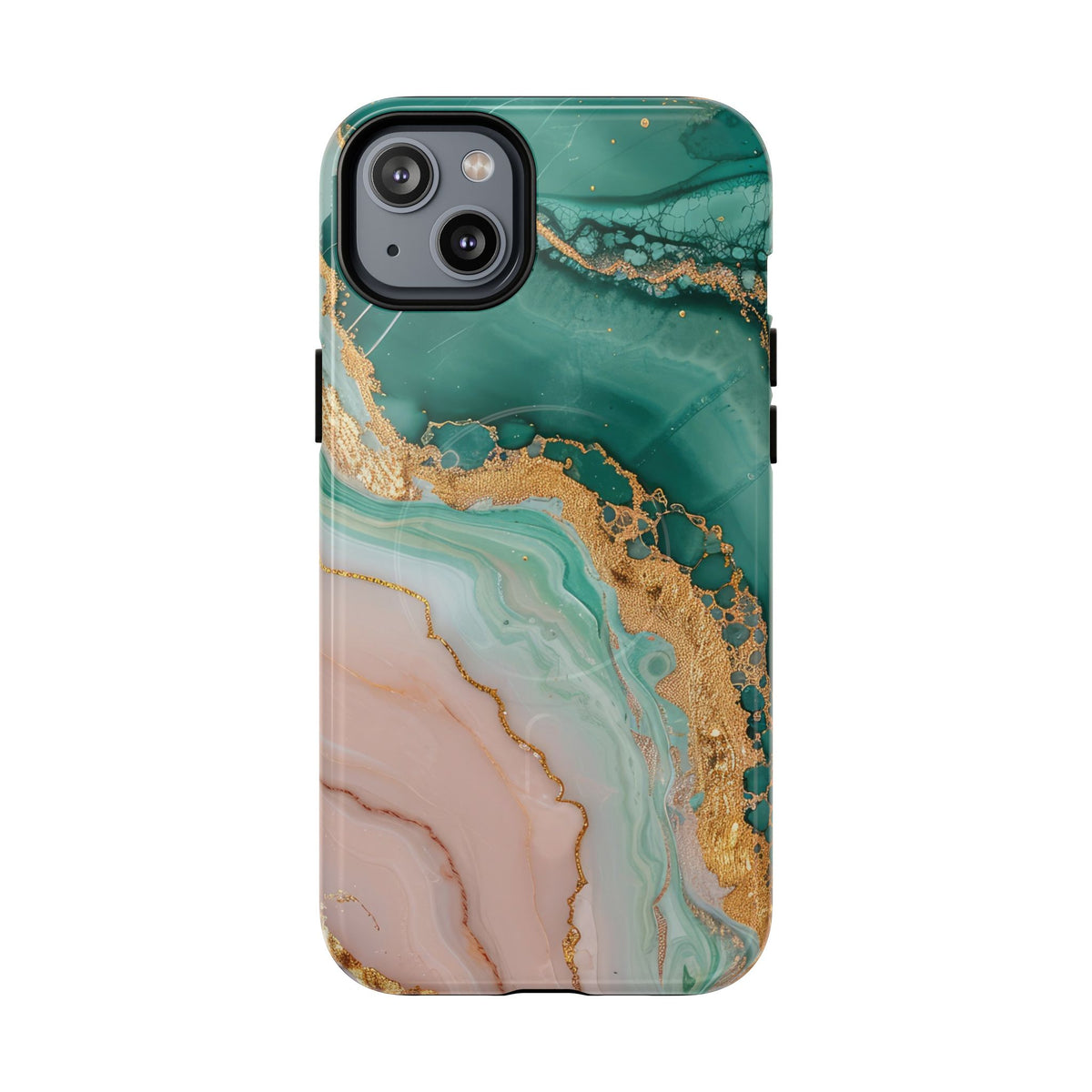 Green and Gold Marble phone case -Tough Magnetic iPhone Case