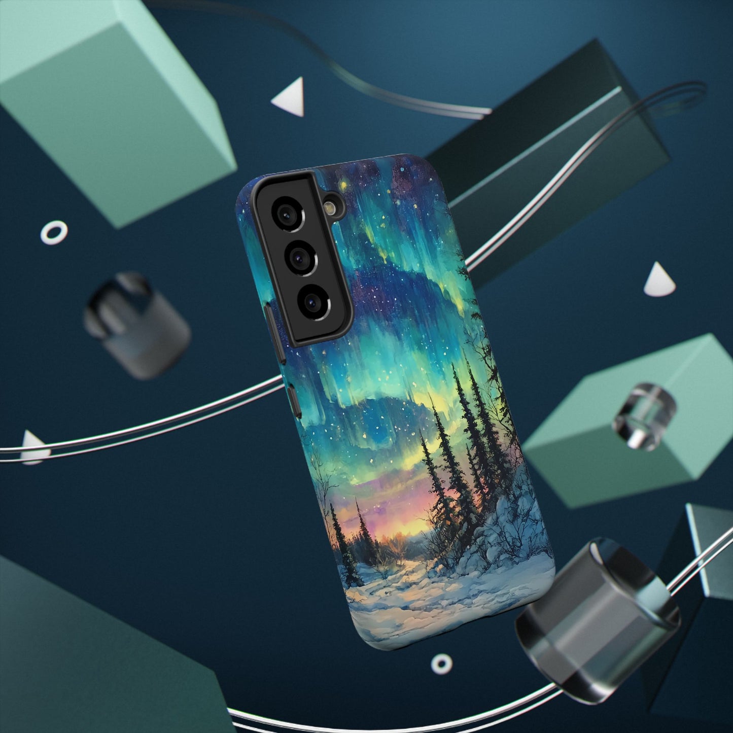 Aurora Borealis Impact-Resistant Phone Case - Durable Protection with Stunning Northern Lights Design