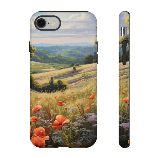 Phone Case with Beautiful Poppy Field Design
