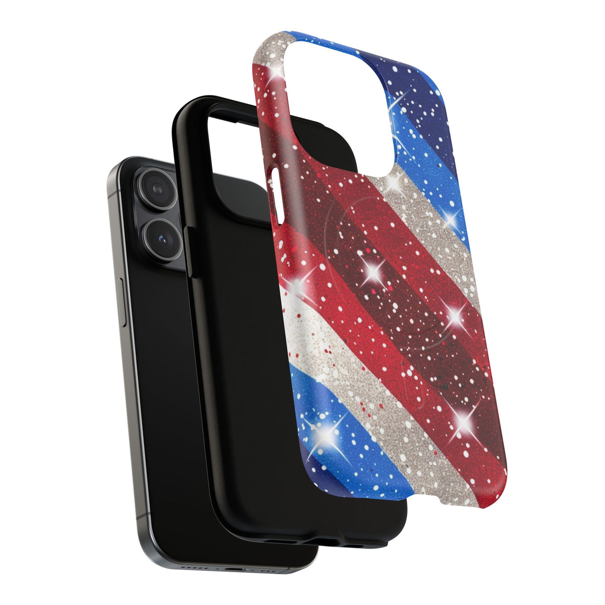 Glittery Patriotic Phone Case -Tough Magnetic iPhone Cover