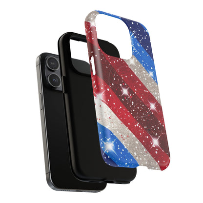 Glittery Patriotic Phone Case -Tough Magnetic iPhone Cover