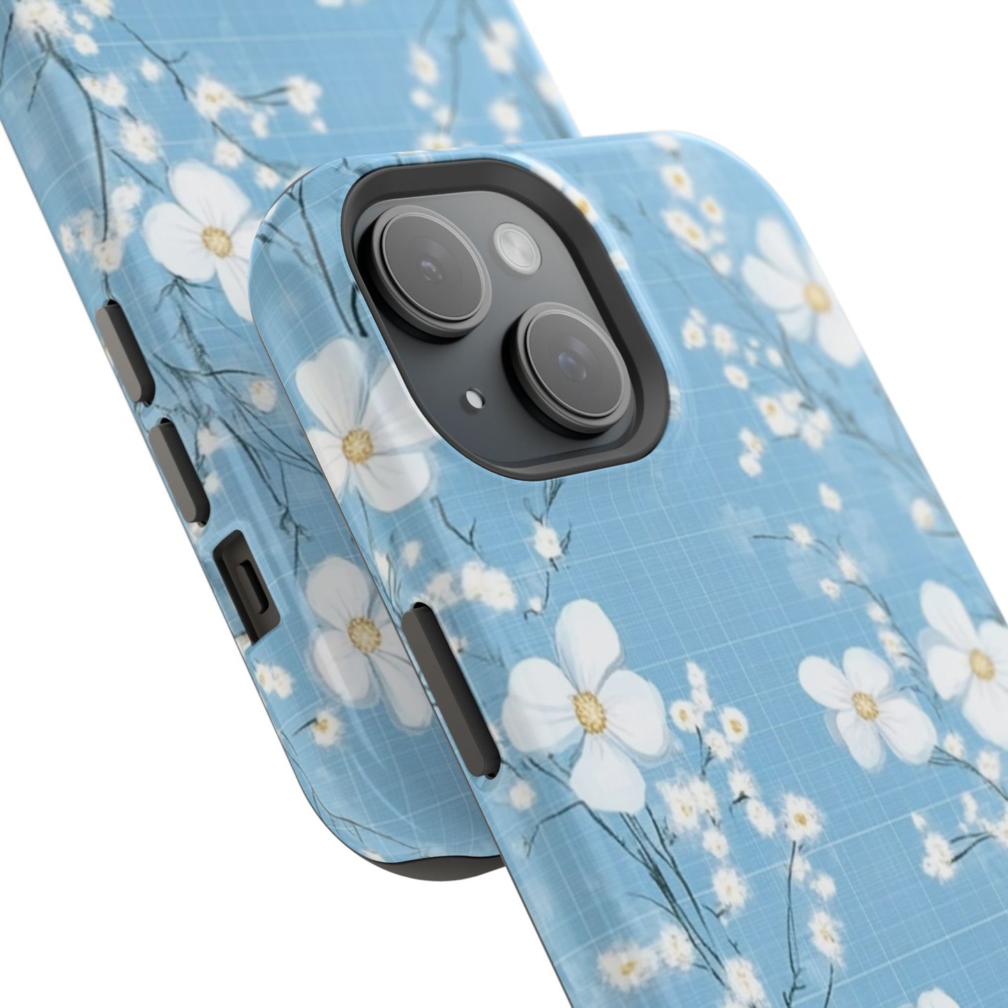Powder Blue Floral Impact-Resistant Phone Case
