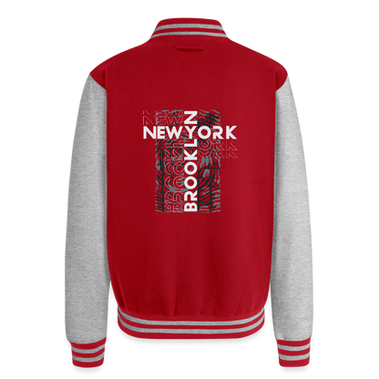 Brooklyn NY-  Letterman Jacket - red/heather grey