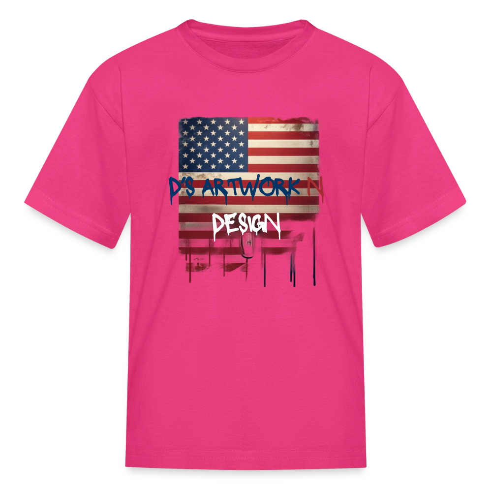 USA Flag Frip - Kids' T-Shirt - fuchsia