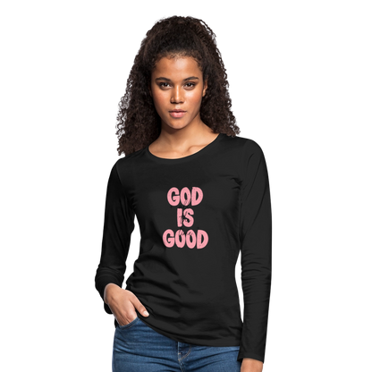 God is Good - Bold Pink -Women's  Long Sleeve T-Shirt - black