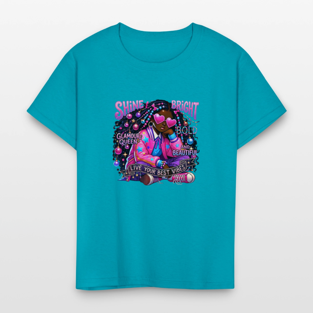 Black Girl Power -  Cosmic Diva Kids' T-Shirt - turquoise