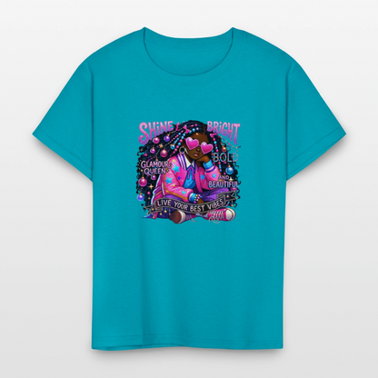 Black Girl Power -  Cosmic Diva Kids' T-Shirt - turquoise