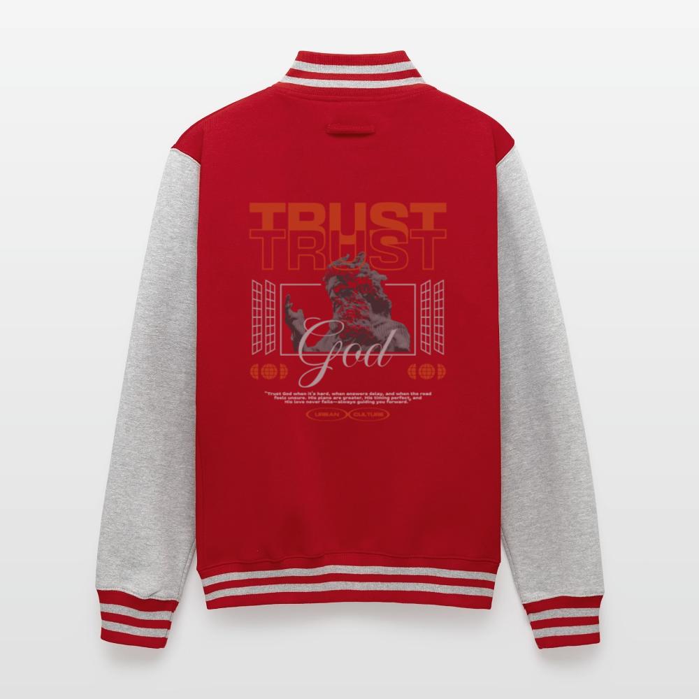 Trust god - Letterman Jacket - red/heather grey