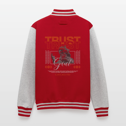 Trust god - Letterman Jacket - red/heather grey