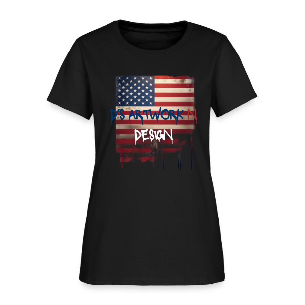 USA Flag Drip - Women's T-Shirt - black