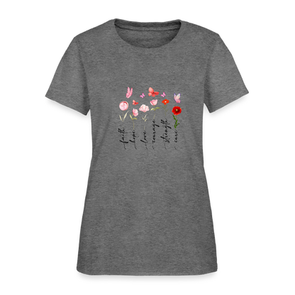 Faith, Hope, Love - Floral Women's T-Shirt - graphite heather