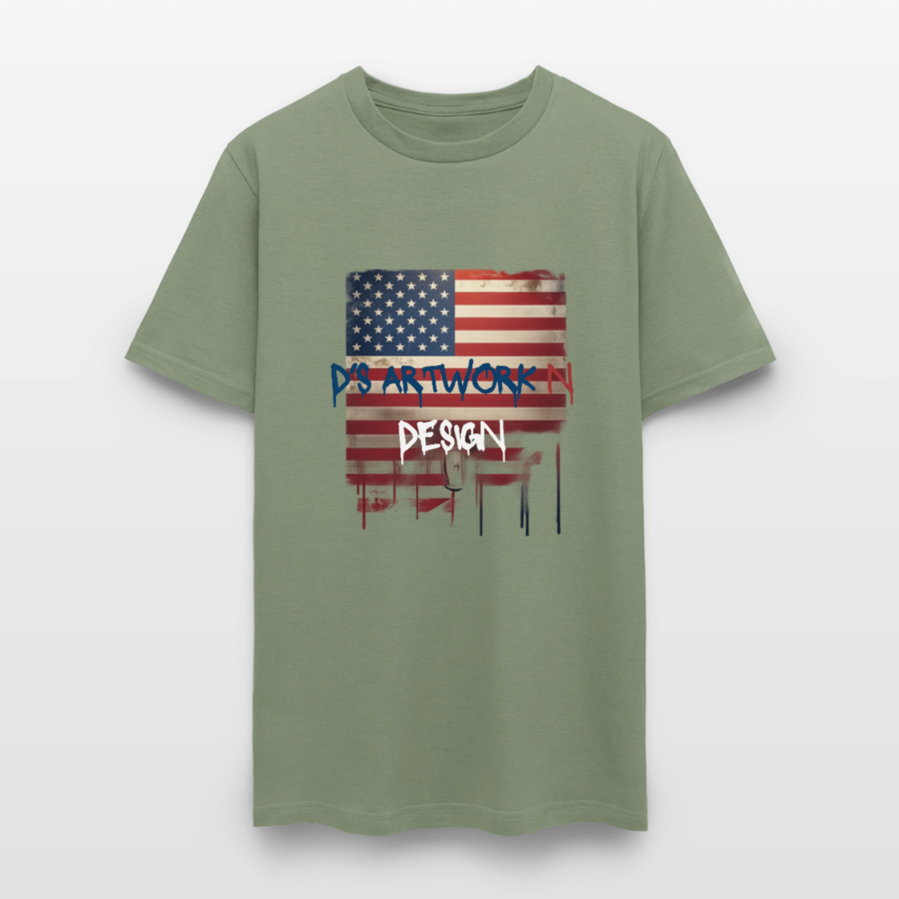 USA Drip Flag - Men's T-Shirt - military green